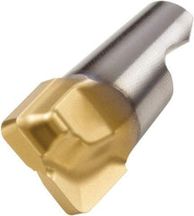 Seco - MM08 MD03 Grade F30M Carbide End Milling Tip Insert - TiAlN/TiN Finish, 2 Flutes, 0.315" Cutting Diam, 0.216" Depth of Cut, 0.268" Extension, 0.039" Cnr Rad - USA Tool & Supply