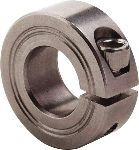 Climax Metal Products - 22mm Bore, Stainless Steel, One Piece Clamp Collar - 1-3/4" Outside Diam - USA Tool & Supply