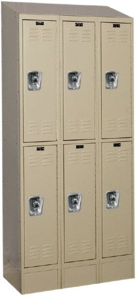 Hallowell - 6 Door, 2 Tier, Ready-Built Wardrobe & Box Lockers - USA Tool & Supply