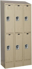 Hallowell - 6 Door, 2 Tier, Ready-Built Wardrobe & Box Lockers - USA Tool & Supply