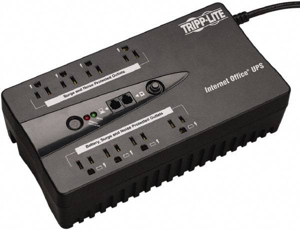 Tripp-Lite - 15 Amp, 550 VA, Flat Pack Mount Standby Backup Uninterruptible Power Supply - Backup 3-1/2 min with Full Load & 10 min with Half Load, 120 VAC Input & Output, 300 Watt Output, 1 Phases, 6 Outlets - USA Tool & Supply