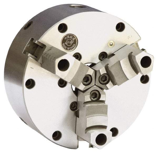 Gibraltar - 3 Jaws, 12" Diam, Self Centering Manual Lathe Chuck - Plain Back Mount Spindle, Adjustable, Reversible, 3.268" Through Hole Diam, Forged Steel - USA Tool & Supply