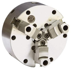 Gibraltar - 3 Jaws, 12" Diam, Self Centering Manual Lathe Chuck - Plain Back Mount Spindle, Adjustable, Reversible, 3.268" Through Hole Diam, Forged Steel - USA Tool & Supply
