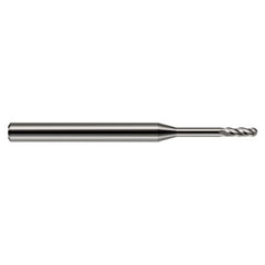 ‎7/64″ Dia. × 1/8″ Shank × 0.327″ DOC × 1-1/2″ OAL, Carbide Uncoated, Standard , 4 Flute, Ballnose End Mill - Exact Industrial Supply