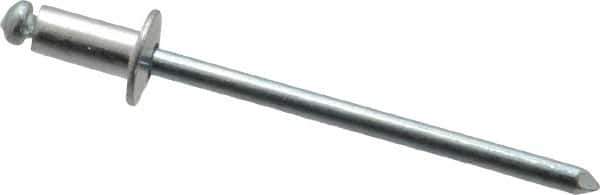 RivetKing - Size 42 Dome Head Aluminum Open End Blind Rivet - Steel Mandrel, 0.063" to 1/8" Grip, 1/4" Head Diam, 0.129" to 0.133" Hole Diam, 0.275" Length Under Head, 1/8" Body Diam - USA Tool & Supply