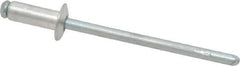 RivetKing - Size 43 Dome Head Aluminum Open End Blind Rivet - Steel Mandrel, 0.126" to 0.187" Grip, 1/4" Head Diam, 0.129" to 0.133" Hole Diam, 0.337" Length Under Head, 1/8" Body Diam - USA Tool & Supply