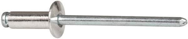 RivetKing - Size 54 Dome Head Aluminum Open End Blind Rivet - Steel Mandrel, 0.188" to 1/4" Grip, 0.312" Head Diam, 0.16" to 0.164" Hole Diam, 0.425" Length Under Head, 5/32" Body Diam - USA Tool & Supply