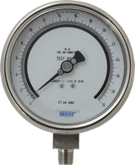 Wika - 4" Dial, 1/4 Thread, 0-30 Scale Range, Pressure Gauge - Lower Connection Mount, Accurate to 0.25% of Scale - USA Tool & Supply
