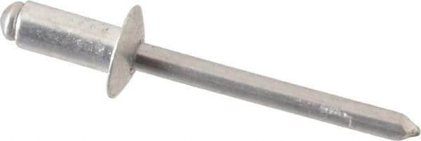 RivetKing - Size 64 Dome Head Aluminum Open End Blind Rivet - Aluminum Mandrel, 0.188" to 1/4" Grip, 3/8" Head Diam, 0.192" to 0.198" Hole Diam, 0.45" Length Under Head, 3/16" Body Diam - USA Tool & Supply