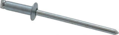 RivetKing - Size 44 Dome Head Steel Open End Blind Rivet - Steel Mandrel, 0.188" to 1/4" Grip, 1/4" Head Diam, 0.129" to 0.133" Hole Diam, 0.4" Length Under Head, 1/8" Body Diam - USA Tool & Supply