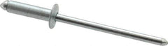 RivetKing - Size 45 Dome Head Steel Open End Blind Rivet - Steel Mandrel, 0.251" to 0.312" Grip, 1/4" Head Diam, 0.129" to 0.133" Hole Diam, 0.462" Length Under Head, 1/8" Body Diam - USA Tool & Supply