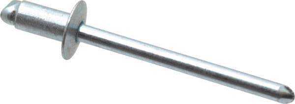 RivetKing - Size 52 Dome Head Steel Open End Blind Rivet - Steel Mandrel, 0.02" to 1/8" Grip, 0.312" Head Diam, 0.16" to 0.164" Hole Diam, 0.3" Length Under Head, 5/32" Body Diam - USA Tool & Supply