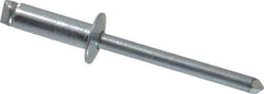 RivetKing - Size 66 Dome Head Steel Open End Blind Rivet - Steel Mandrel, 0.251" to 3/8" Grip, 3/8" Head Diam, 0.192" to 0.196" Hole Diam, 0.575" Length Under Head, 3/16" Body Diam - USA Tool & Supply