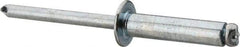 RivetKing - Size 610 Dome Head Steel Open End Blind Rivet - Steel Mandrel, 0.501" to 5/8" Grip, 3/8" Head Diam, 0.192" to 0.196" Hole Diam, 0.825" Length Under Head, 3/16" Body Diam - USA Tool & Supply