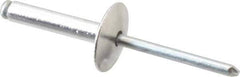 RivetKing - Size 612 Large Flange Dome Head Aluminum Open End Blind Rivet - Steel Mandrel, 0.626" to 3/4" Grip, 5/8" Head Diam, 0.192" to 0.196" Hole Diam, 0.95" Length Under Head, 3/16" Body Diam - USA Tool & Supply