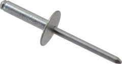 RivetKing - Size 610 Large Flange Dome Head Aluminum Open End Blind Rivet - Aluminum Mandrel, 0.501" to 5/8" Grip, 5/8" Head Diam, 0.192" to 0.196" Hole Diam, 0.825" Length Under Head, 3/16" Body Diam - USA Tool & Supply