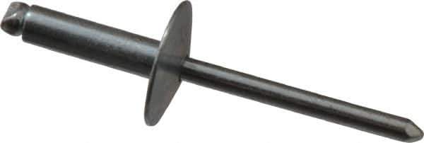 RivetKing - Size 68 Large Flange Dome Head Steel Open End Blind Rivet - Steel Mandrel, 0.376" to 1/2" Grip, 5/8" Head Diam, 0.192" to 0.196" Hole Diam, 0.7" Length Under Head, 3/16" Body Diam - USA Tool & Supply