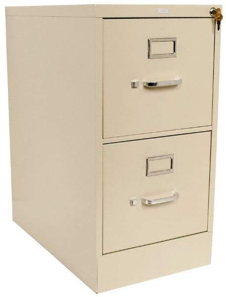 Hon - 15" Wide x 29" High x 25" Deep, 2 Drawer Vertical File with Lock - Steel, Putty - USA Tool & Supply