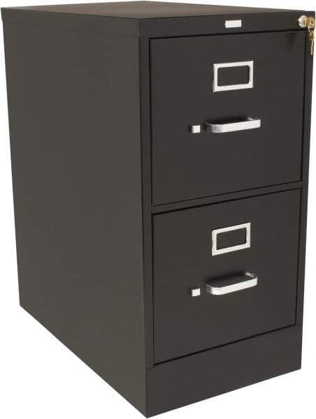 Hon - 15" Wide x 29" High x 25" Deep, 2 Drawer Vertical File with Lock - Steel, Black - USA Tool & Supply