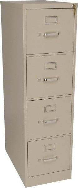 Hon - 15" Wide x 52" High x 25" Deep, 4 Drawer Vertical File with Lock - Steel, Putty - USA Tool & Supply