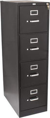 Hon - 15" Wide x 52" High x 25" Deep, 4 Drawer Vertical File with Lock - Steel, Black - USA Tool & Supply
