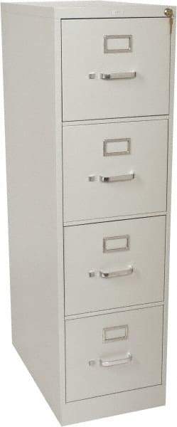 Hon - 15" Wide x 52" High x 25" Deep, 4 Drawer Vertical File with Lock - Steel, Light Gray - USA Tool & Supply