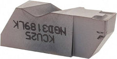 Kennametal - 3189NGD K Grade KCU25, 4.8mm Cutting Width Carbide Grooving Insert - 6.35mm Max Depth of Cut, Left Hand, 0.57mm Corner Radius, AlTiN Finish - USA Tool & Supply