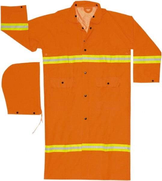 MCR Safety - Size 4XL, High Visibility Orange, Rain Jacket - 2 Pockets, Attached Hood - USA Tool & Supply