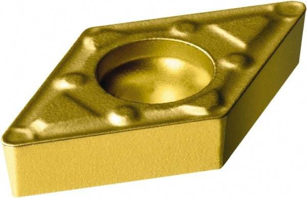 Sandvik Coromant - DCMX32.52 WF Grade 2015 Carbide Turning Insert - TiCN/AI2O3/TiN Finish, 55° Diamond, 3/8" Inscr Circle, 5/32" Thick, 1/32" Corner Radius - USA Tool & Supply