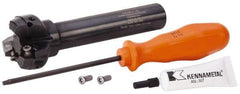 Kennametal - 1.518" Cut Diam, 0.064" Max Depth, 3/4" Shank Diam, Cylindrical Shank Indexable High-Feed End Mill - Screw Holding Method, HNGJ0604ANENLD Insert, KSHR Toolholder, Through Coolant - USA Tool & Supply