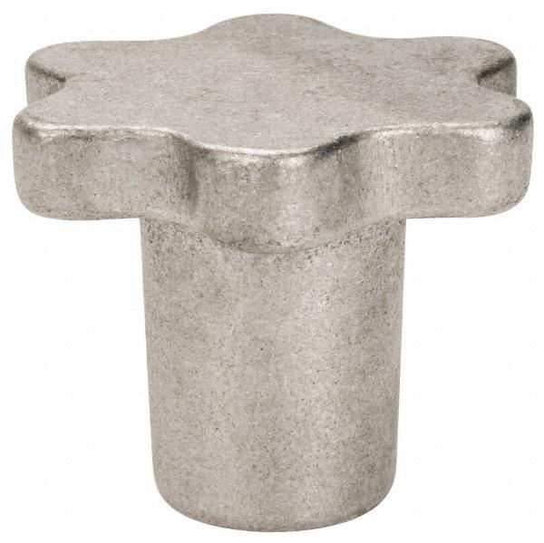 Made in USA - 2" Head Diam, 6 Point Scalloped Knob - 3/8" Hole, Aluminum - USA Tool & Supply