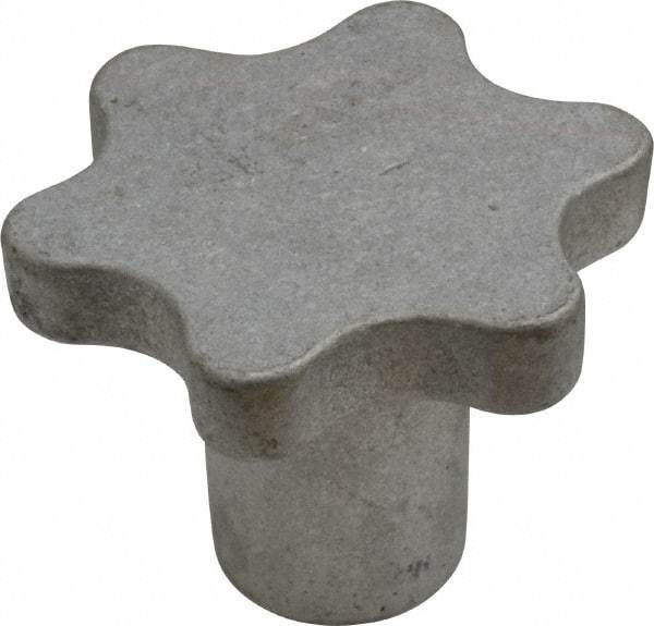 Made in USA - 2-1/2" Head Diam, 6 Point Scalloped Knob - 1/2" Hole, Aluminum - USA Tool & Supply