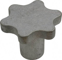 Made in USA - 2-1/2" Head Diam, 6 Point Scalloped Knob - 1/2" Hole, Aluminum - USA Tool & Supply