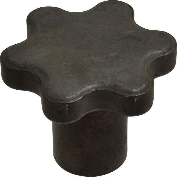 Made in USA - 2" Head Diam, 6 Point Scalloped Knob - 3/8-16 Hole, Steel - USA Tool & Supply