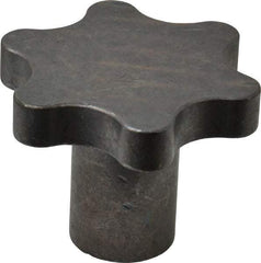 Made in USA - 2-1/2" Head Diam, 6 Point Scalloped Knob - 1/2-13 Hole, Steel - USA Tool & Supply