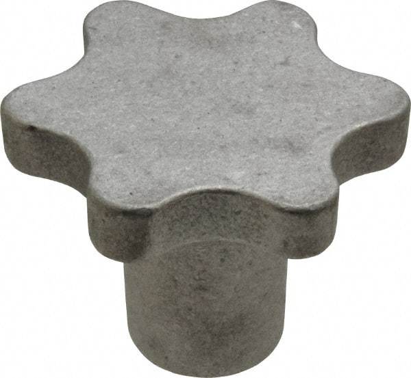 Made in USA - 2-1/2" Head Diam, 6 Point Scalloped Knob - 1/2-13 Hole, Aluminum - USA Tool & Supply