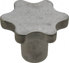 Made in USA - 2-1/2" Head Diam, 6 Point Scalloped Knob - 1/2-13 Hole, Aluminum - USA Tool & Supply