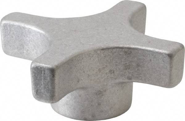 Made in USA - 3" Head Diam, 4 Point Lobed Knob - Aluminum - USA Tool & Supply