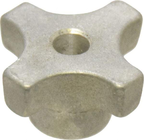 Made in USA - 1-1/8" Head Diam, 4 Point Lobed Knob - 1/4" Hole, Aluminum - USA Tool & Supply