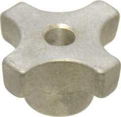 Made in USA - 1-1/8" Head Diam, 4 Point Lobed Knob - 1/4" Hole, Aluminum - USA Tool & Supply