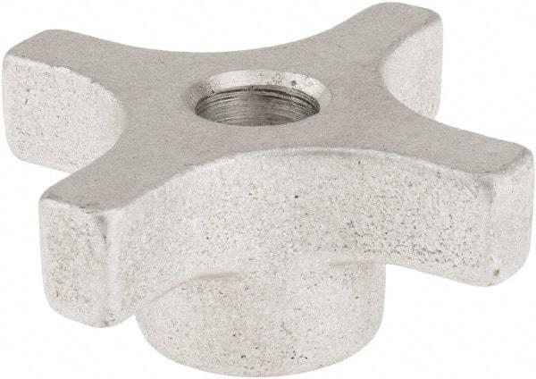 Made in USA - 3" Head Diam, 4 Point Lobed Knob - 5/8" Hole, Aluminum - USA Tool & Supply