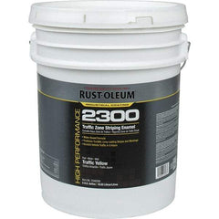 Rust-Oleum - 5 Gal Traffic Yellow Flat Finish Striping Paint - 410 to 540 Sq Ft per Gal, Interior/Exterior - USA Tool & Supply