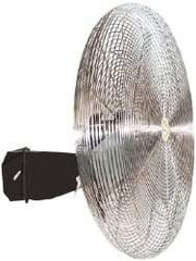 Airmaster - 24" Blade, 5,548 Max CFM, Single Phase Oscillating Wall Mounting Fan - 3.2 Amps, 115 Volts, 3 Speed - USA Tool & Supply