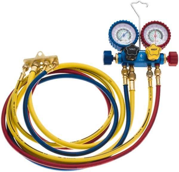 Imperial - 4 Valve Manifold Gauge - With 4 x 5' Hose - USA Tool & Supply