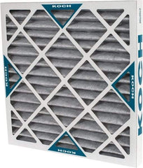 Made in USA - 20" Noml Height x 20" Noml Width x 2" Noml Depth, 70% Capture Efficiency, Wire-Backed Pleated Air Filter - MERV 8, Cotton/Polyester & Activated Carbon, Integrated Beverage Board Frame, 500 Max FPM, 1,400 CFM, For Any Unit - USA Tool & Supply