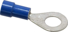 Made in USA - 16-14 AWG Fully Insulated Crimp Connection Circular Ring Terminal - 1/4" Stud, Copper Contact - USA Tool & Supply