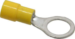 Made in USA - 12-10 AWG Fully Insulated Crimp Connection Circular Ring Terminal - 3/8" Stud, Copper Contact - USA Tool & Supply