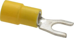 Made in USA - #10 Stud, 12 to 10 AWG Compatible, Fully Insulated, Crimp Connection, Standard Fork Terminal - USA Tool & Supply