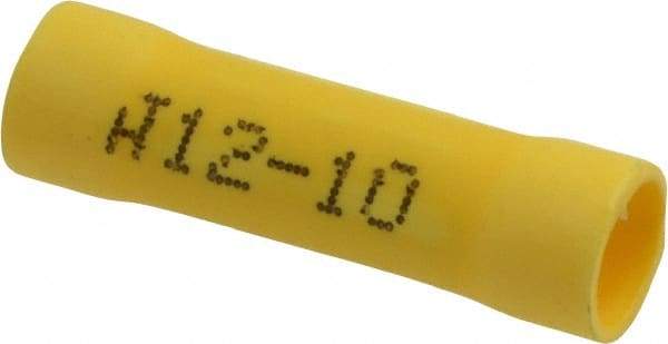 Made in USA - 12 to 10 AWG Compatible, Butt Splice Terminal - Yellow - USA Tool & Supply