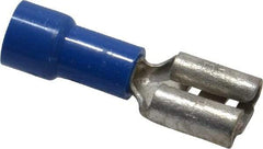 Made in USA - 16 to 14 AWG, Noninsulated, Female Wire Disconnect - 1/4 Inch Wide Tab, Blue - USA Tool & Supply